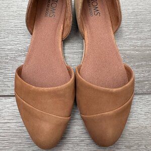 TOMS Jutti D'Orsay Tan Suede Leather Flat, Women's Size 6